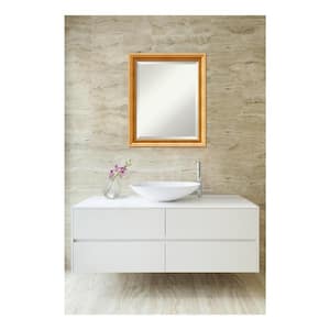 Townhouse 19 in. W x 23 in. H Framed Rectangular Beveled Edge Bathroom Vanity Mirror in Gold