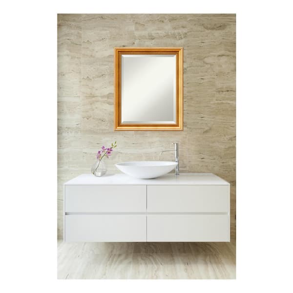 Amanti Art Townhouse 19 in. W x 23 in. H Framed Rectangular Beveled Edge Bathroom Vanity Mirror in Gold