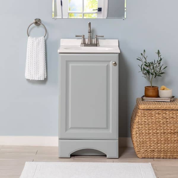 19 in. Single Sink Pearl Gray Bath Vanity with White Cultured Marble Top (Assembled)