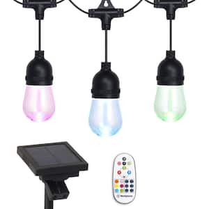 10-Light 21 ft. Outdoor Solar Color Changing Integrated LED Edison String -Light with Remote