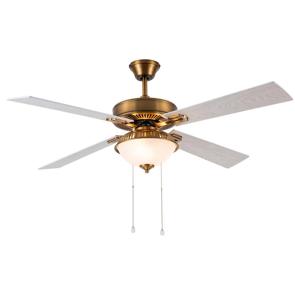 River of Goods Carmelina 52 in. LED Indoor Brass and White Ceiling Fan