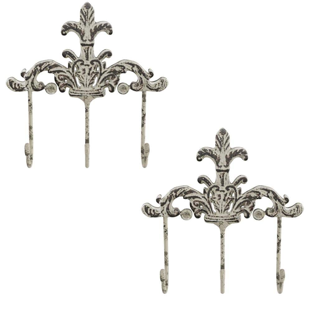 Lavish Home 3-Pronged Cast Iron Rustic Wall Mount Decorative Hooks (2 ...