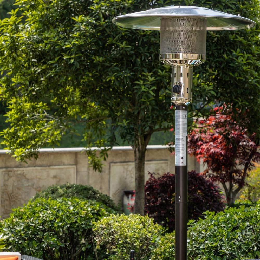 Mocha Powder Coated Propane Patio Heater with Safety Shutoff