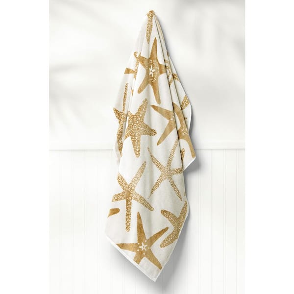 Ivory Gold Starfish Fancy Cotton Single Beach Towel