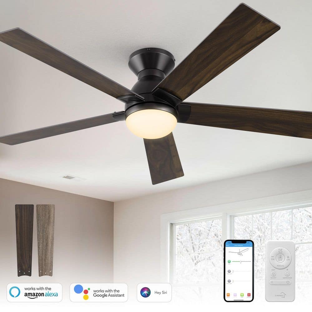 CARRO Aspen 52 in. Dimmable LED Indoor/Outdoor Black Smart Ceiling