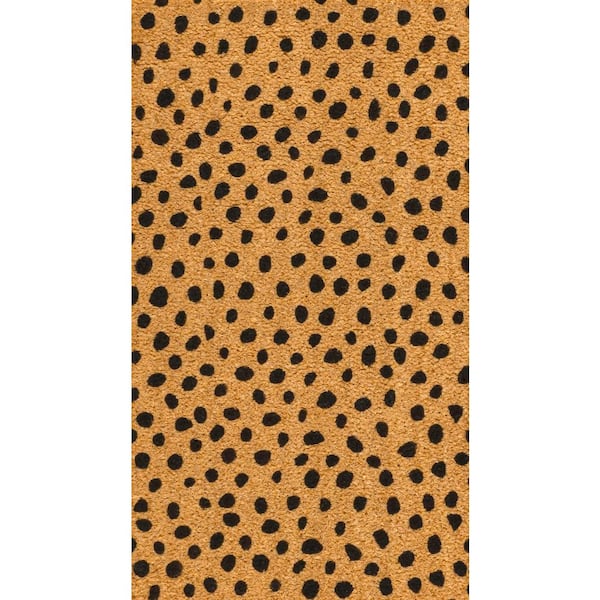 Peater Classic Casual Commerical Natural Coir Natural/Black Dot 17 in. x 30 in. Indoor/Outdoor Mat