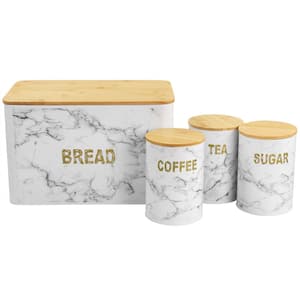 4-Piece Iron Canister Set in Marble