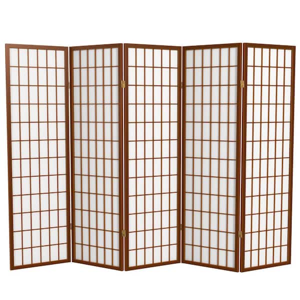 Oriental Furniture 5 ft. Walnut 5-Panel Room Divider