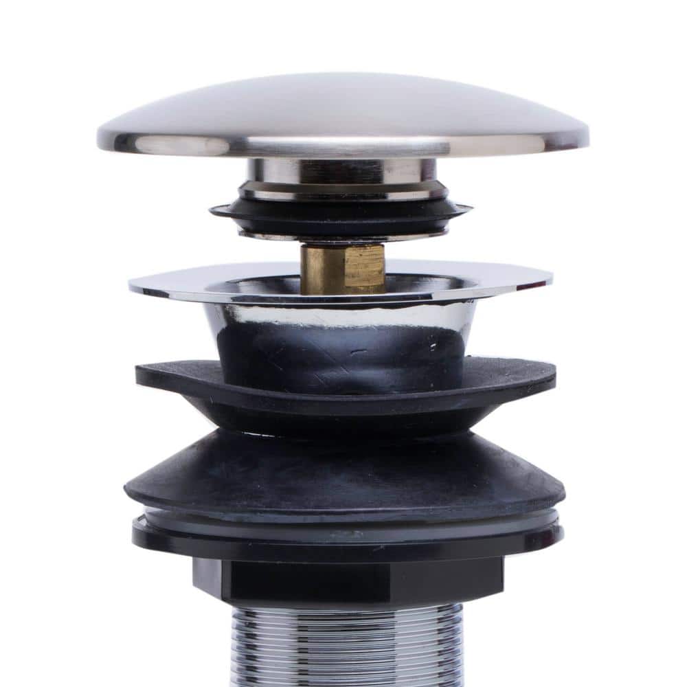 Brushed Nickel Mushroom Pop-Up Drain Assembly for Bathroom Sink