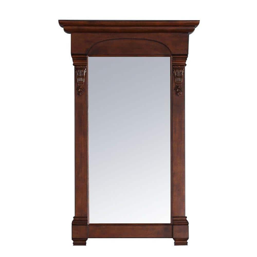 Warm Cherry Rectangular Wood Framed Bathroom Vanity Mirror