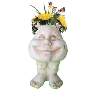 8.5 in. Antique White Sister Suzy Q the Muggly Face Statue Planter Holds 3 in. Pot