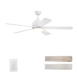 Soran 52 in. Integrated LED Indoor White Smart Ceiling Fan with Light Kit and Wall Control, Works with Alexa/Google Home