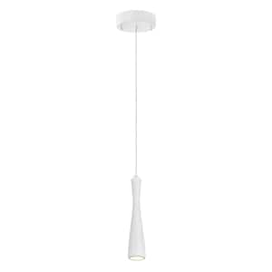 1-Light White Integrated LED Mini Pendant with Metal Shade