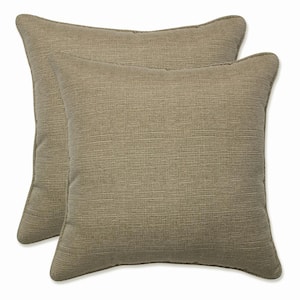 Solid Tan Square Outdoor Square Throw Pillow 2-Pack