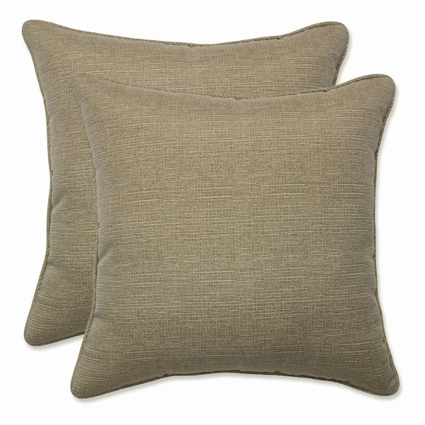 Pillow Perfect Solid Tan Square Outdoor Square Throw Pillow 2-Pack
