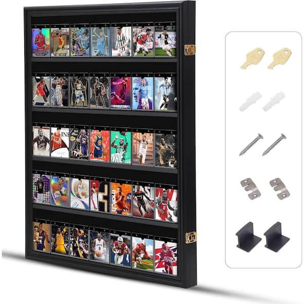 Unbranded Black 24 in. x 31 in. Sports Card Display Frame Case, Baseball Card Display Case, Graded Cards Display (1-P Vertical)