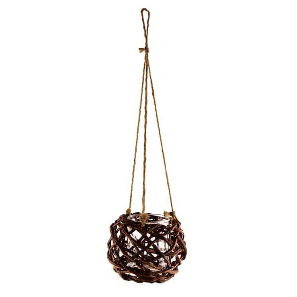 Syndicate 5 in. Hanging Grapevine Basket with 3 in. x 4 in. Glass Cylinder