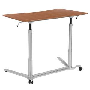 37.4 in. Rectangular Cherry/Silver Standing Desks with Adjustable Height