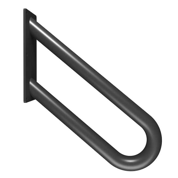 1.33 ft. Black Metal Heavy-Duty Hand Rails, Non-Slip, 1-2 Step Wall-Mounted Grab Bars for Outdoor Steps