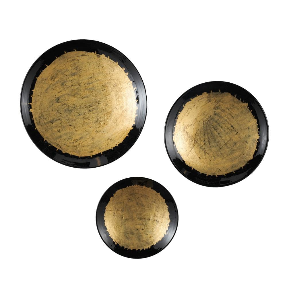 Litton Lane Metal Gold 3D Circular Disk Abstract Wall Decor with Black ...