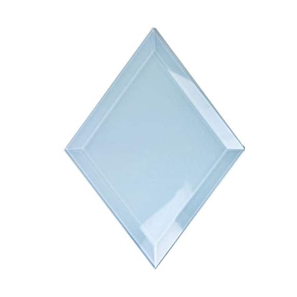 Frosted Elegance Blue 6 in. x 8 in. Beveled Diamond Peel and Stick Glass Subway Tile (13.3 sq.ft./Case)