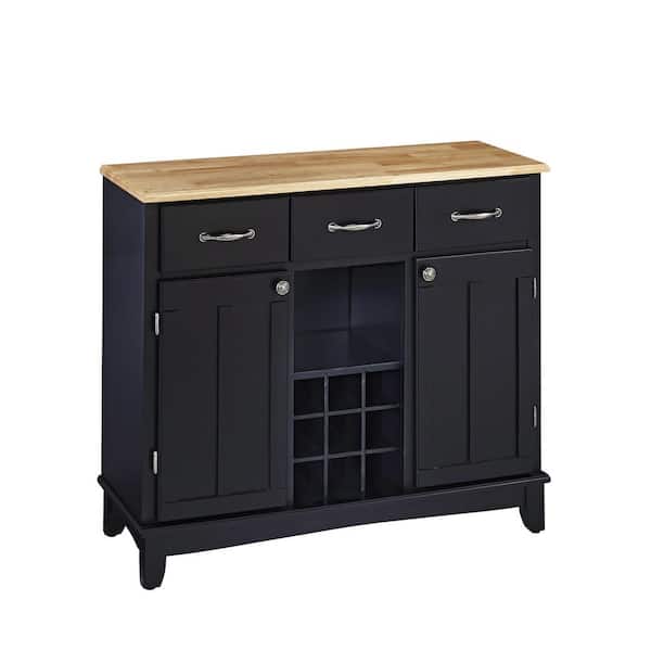 HOMESTYLES Black and Natural Buffet with Wine Storage
