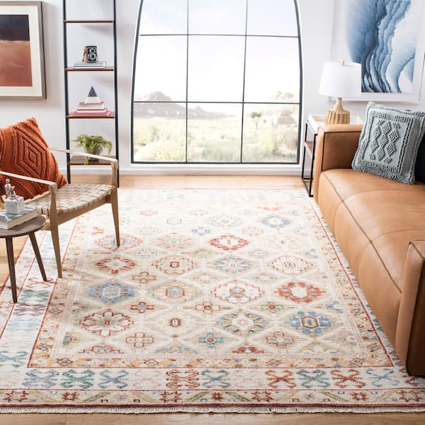 Samarkand 9 ft. x 12 ft. Beige/Ivory Geometric Ornate Area Rug