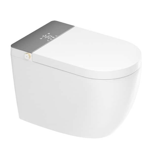 W37 Elongated Bidet Toilet 1.0/1.27 GPF in White Plus Gray with Auto Open/Close Lid, Temperature Heating Seat Classic