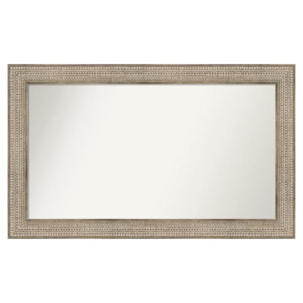 Amanti Art Trellis Silver 46 in. x 28 in. Custom Non-Beveled Wood Framed Bathroom Vanity Wall Mirror