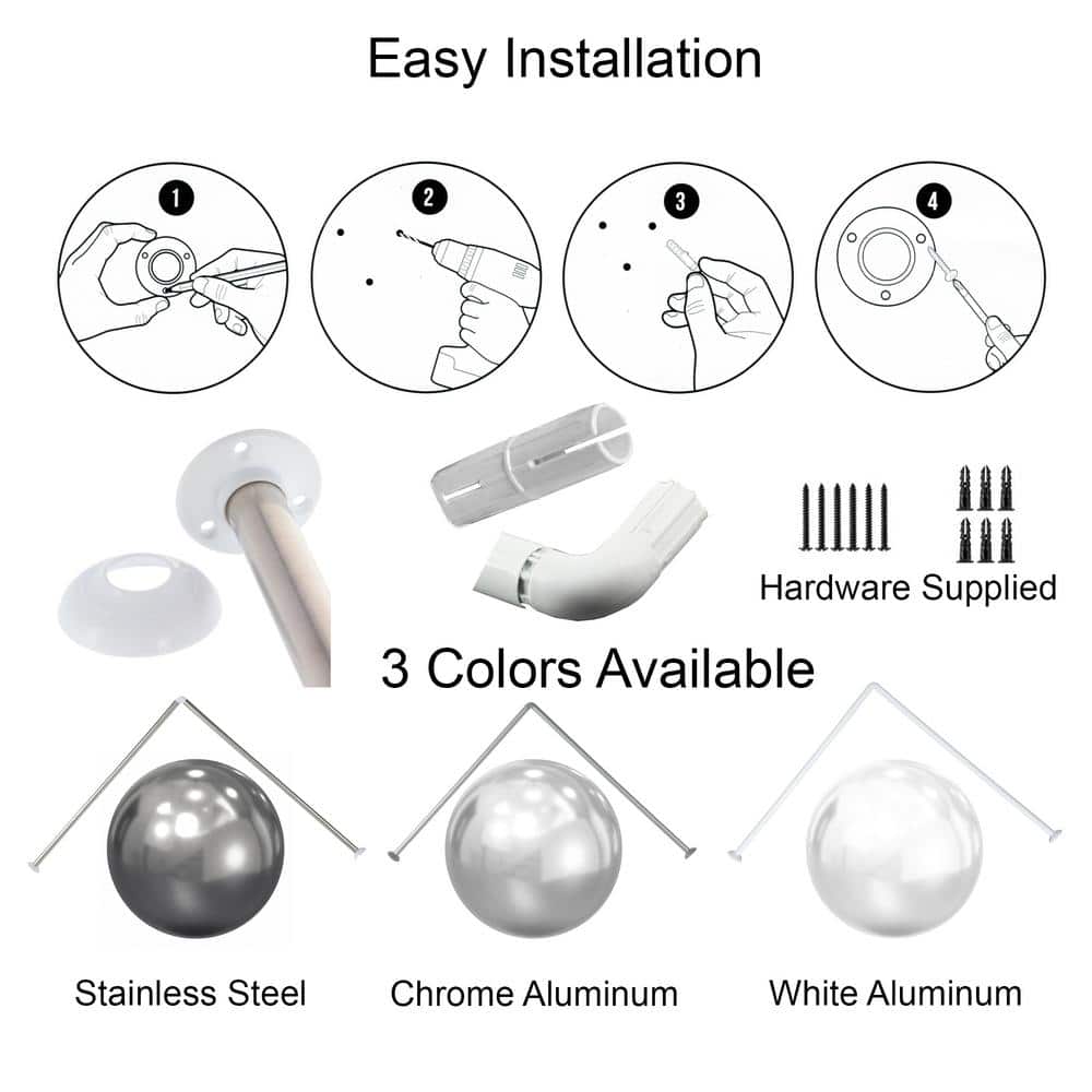 35.4'' Stainless Steel Wall-Mounted L-Shaped Shower Curtain Rod