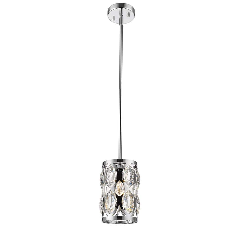 Crystal and Chrome Mini Pendant Light in Matte Black