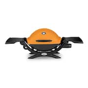 Q 1200 1-Burner Portable Propane Gas Grill Combo in Orange with Rolling Cart and iGrill Mini