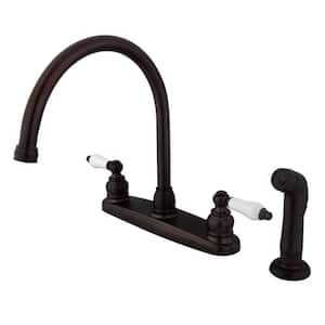 Vintage 2-Handle Deck Mount Centerset Kitchen Faucets with Side Sprayer in Oil Rubbed Bronze