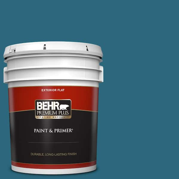 BEHR PREMIUM PLUS 5 gal. #M480-7 Ice Cave Flat Exterior Paint & Primer