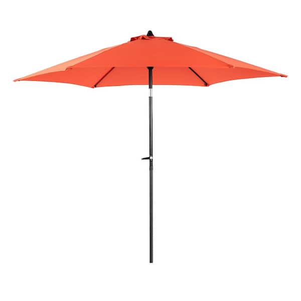 HOMEFUN 9 ft. Steel Outdoor Cantilever Market Push Button Tilt Patio Umbrella with Crank Lift in Orange
