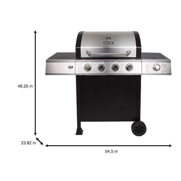 Dyna-Glo DGB495SDP-D 4-Burner Open Cart Propane Gas Grill in Stainless Steel with Side Burner - 3