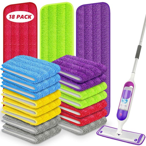 Angel Sar 13 in. to 15 in. Reusable Multiple Colors Mop Pads Compatible ...