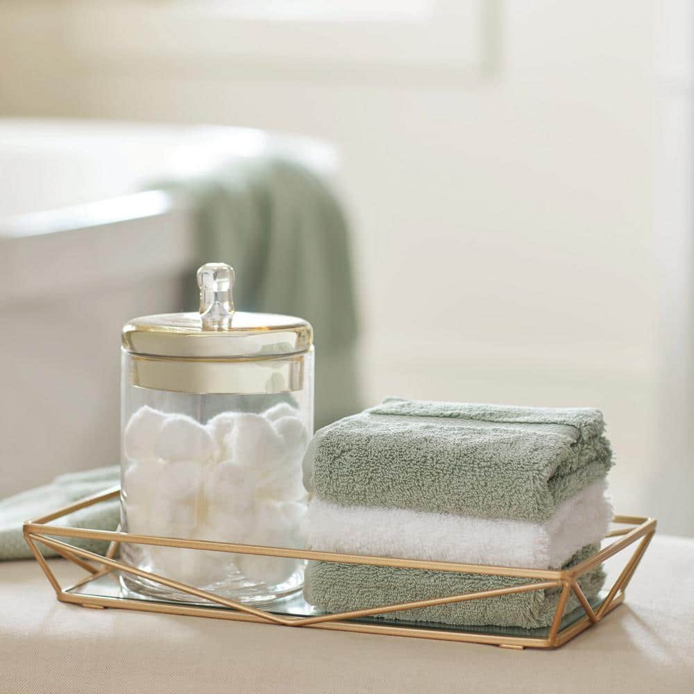 Elegant Satin Gold Rectangular Mirrored Vanity Tray