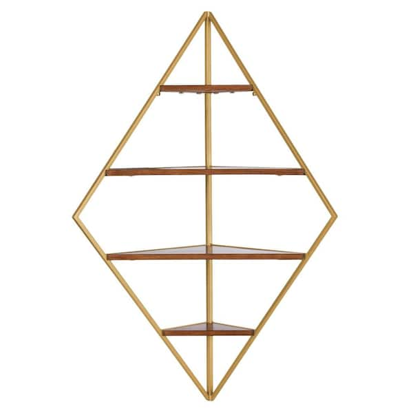 Modern Corner Wall Shelves Triangle Floating Shelves in Gold