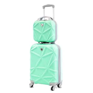 Gem 2-Piece Mint Carry-On Spinner Cosmetic Suitcase