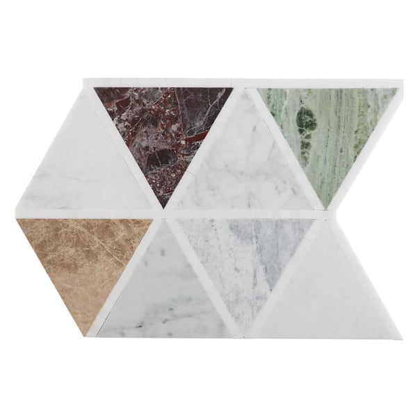 Ivy Hill Tile Gilmore Multicolor 4 in. x 0.39 in. Triangle Polished Marble Mosaic Floor and Wall Tile Sample