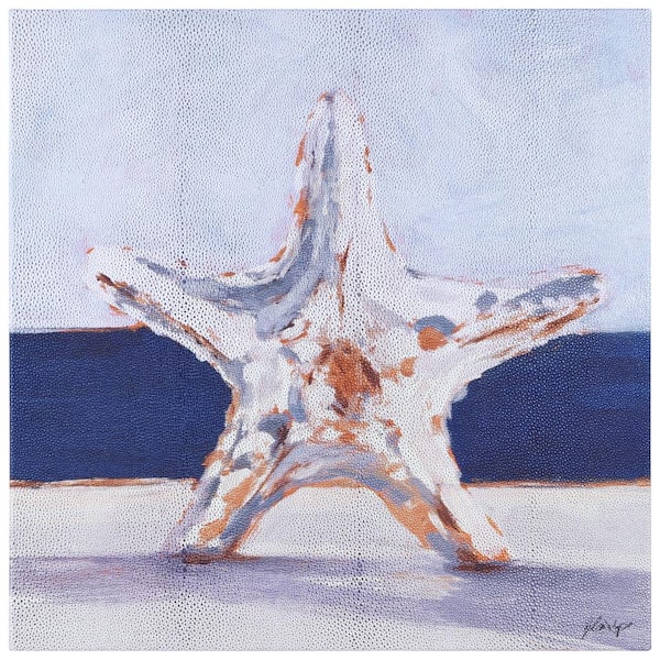 Empire Art Direct Coastal Serenity II Starfish Rendered on Silver Metallic Shagreen Wrapped canvas Wall Art Sized 22 in. x 22 in.