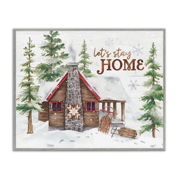Stupell Industries Cozy Winter Cabin Phrase by Courtney Morgenstern 1-Piece Framed Graphic Print Nature Poster Art Print 14 in. x 11 in.