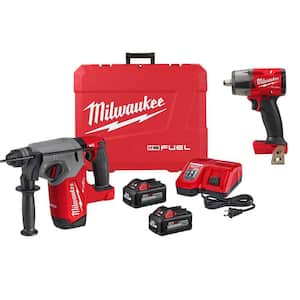 M18 FUEL 18-Volt Lithium-Ion Brushless 1 in. Cordless SDS-Plus Rotary Hammer Kit w/FUEL 1/2 in. Impact Wrench