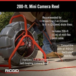 See Snake Mini Inspection Sewer Camera Reel 200 ft. Cable for 1-1/2 in. 8 in. Lines and CS12x Digital Monitor Kit Bundle