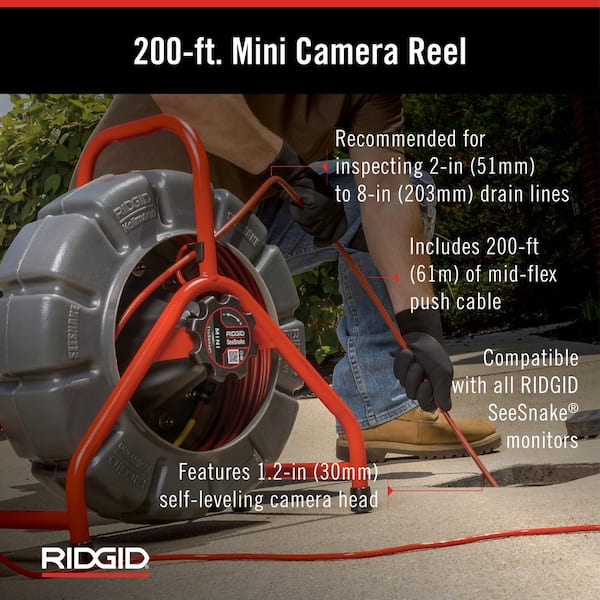 See Snake Mini Inspection Sewer Camera Reel 200 ft. Cable for 1-1/2 in. 8 in. Lines and CS12x Digital Monitor Kit Bundle