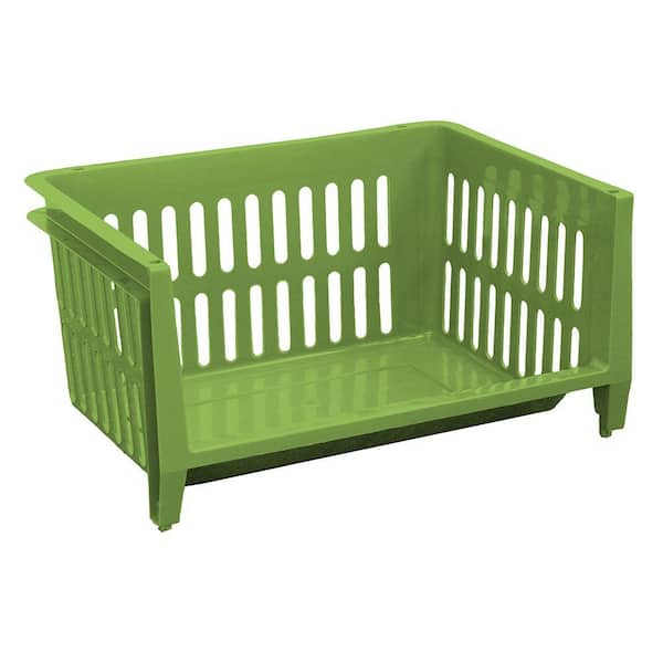 Organize-it 19 in. W x 14 in. D x 10 in. H Jumbo Storage Stacking Basket in Apple Green