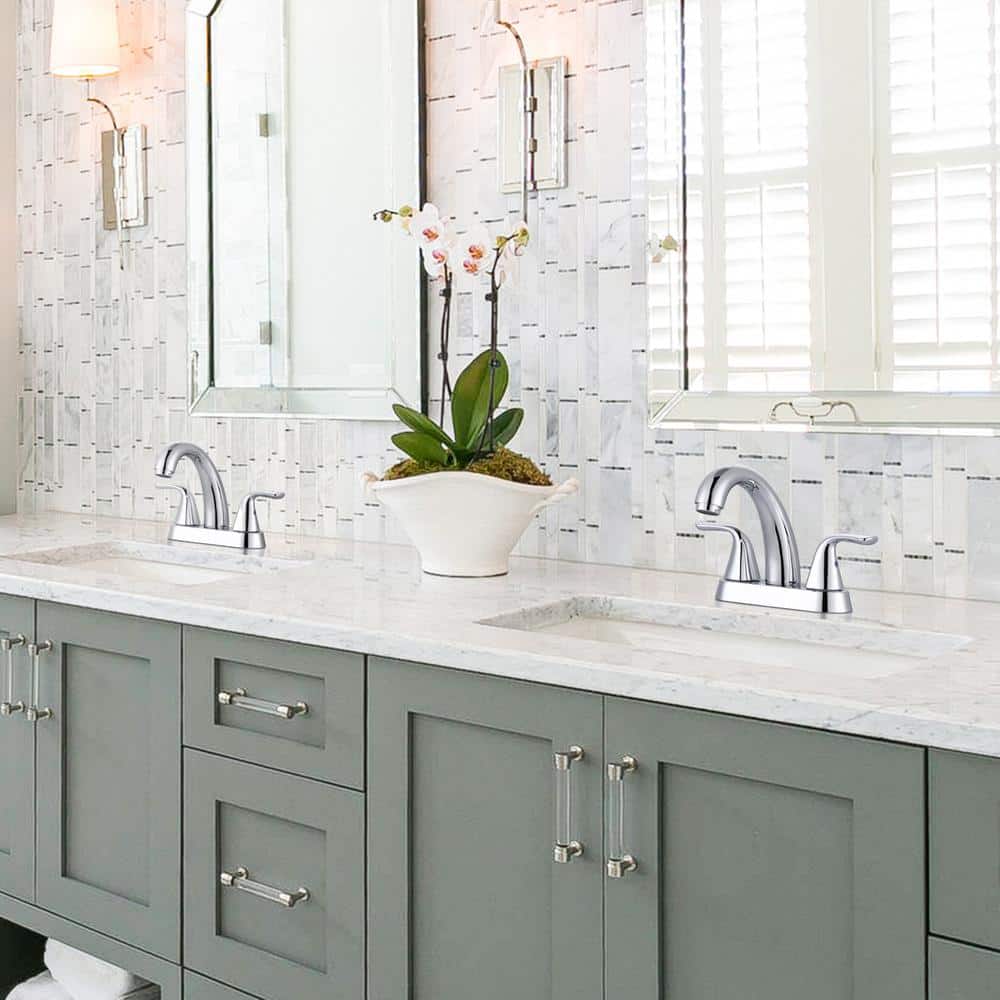 Chrome 4 in. Centerset Double Handle High Arc Bathroom Faucet