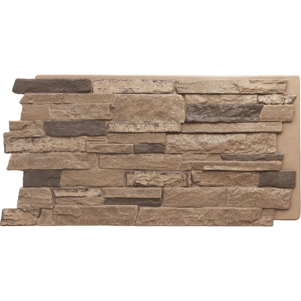 49 in. x 25-1/2 in. Acadia Ledge Stacked Stone, StoneWall Faux Stone Siding Panel
