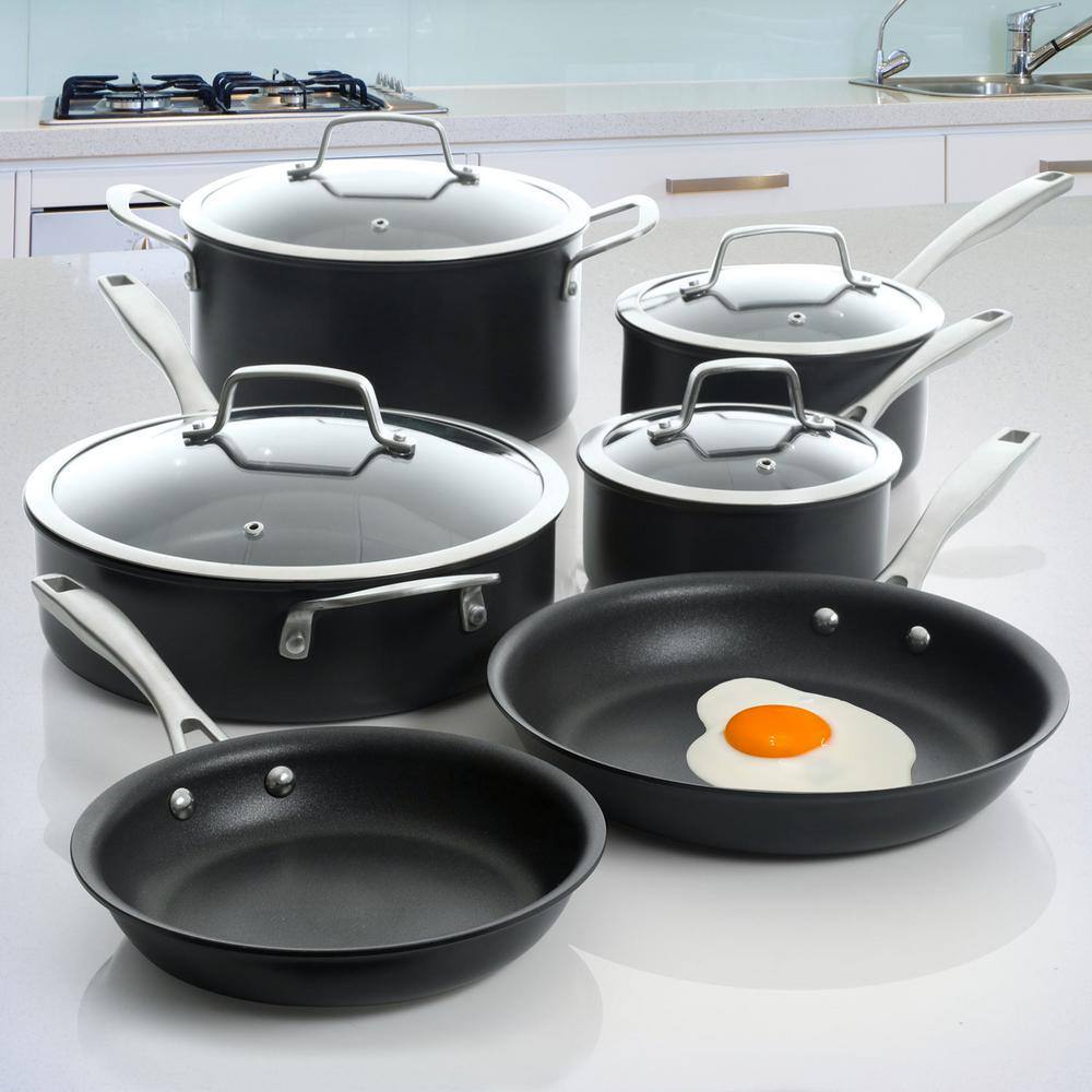 Kenmore Pro Arbor Heights 10-Piece Nonstick Black Aluminum Cookware Set